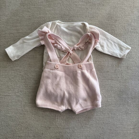 Cat & Jack Pink Overalls and Bodysuit Onesie - Picture 2 of 5